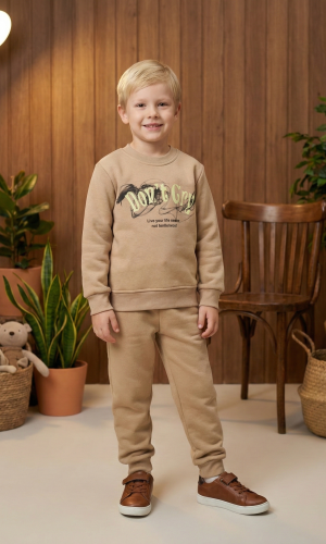 Boys Winter Pajama Set 3120  - beige
