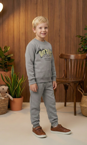 طقم بجامة ولادي شتوي 3120  - فضي