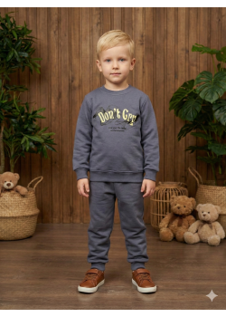 طقم بجامة ولادي شتوي 3120  - رمادي