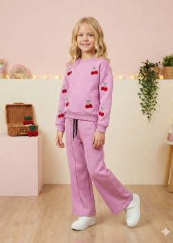 طقم بيجامة بناتي شتوي ثلاثي الخيوط مبطن 3122  - نهدي