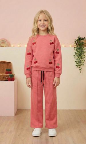 Girls 3-Thread Fleece-Lined Pyjama Set 3122  - fuchsia