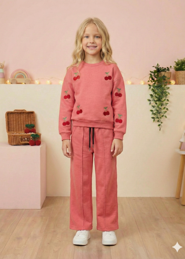 3122 بجامة بناتي كرزة  - fuchsia