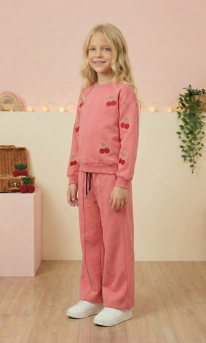 Girls 3-Thread Fleece-Lined Pyjama Set 3122  - fuchsia