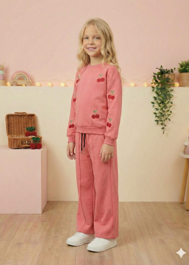 3122 بجامة بناتي كرزة  - fuchsia