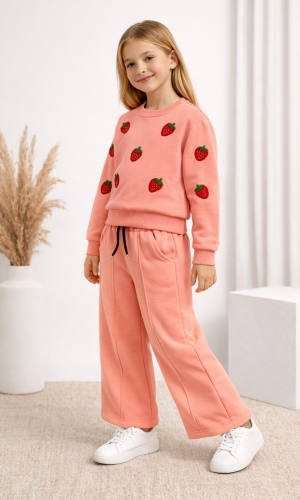 Girls 3-Thread Fleece-Lined Winter Pyjama Set 3123 - pink