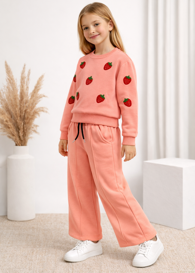 3123 بجامة بناتي فريز - زهر