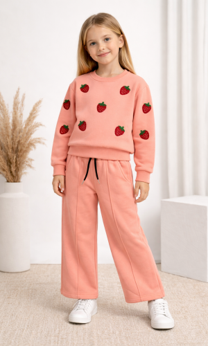 Girls 3-Thread Fleece-Lined Winter Pyjama Set 3123 - pink