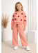 طقم بيجامة بناتي شتوي ثلاثي الخيوط مبطن 3123 - زهر
