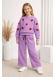 طقم بيجامة بناتي شتوي ثلاثي الخيوط مبطن 3123 - نهدي