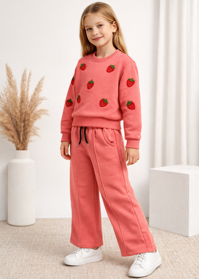 3123 بجامة بناتي فريز - فوشي