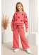 طقم بيجامة بناتي شتوي ثلاثي الخيوط مبطن 3123 - فوشي