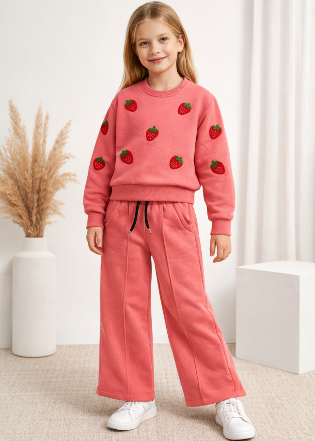 3123 بجامة بناتي فريز - فوشي