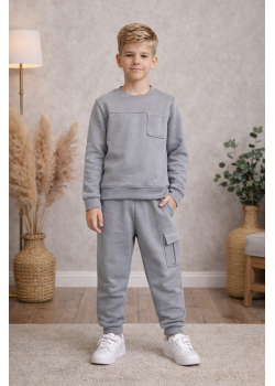 بيجامة ولادي قطن 3 خيط 3125  - فضي