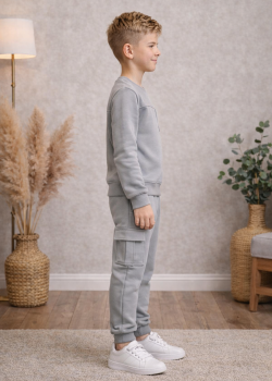 بيجامة ولادي قطن 3 خيط 3125  - فضي