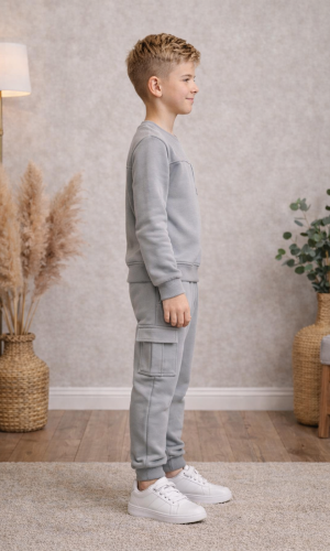 بيجامة ولادي قطن 3 خيط 3125  - فضي