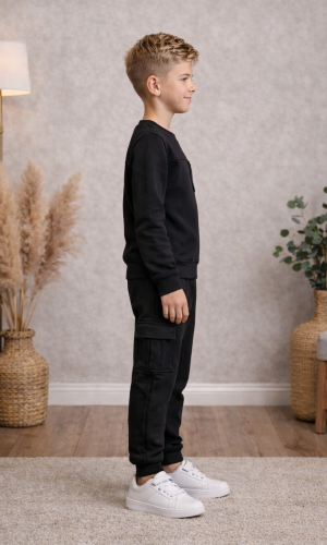 بيجامة ولادي قطن 3 خيط 3125  - اسود