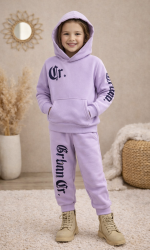 Girls' 3-Thread Fleece Pyjama Set 3126 - lavender