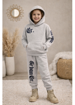 طقم بيجامة بناتي شتوي قطن 3 خيط مصوفة 3126 - فضي