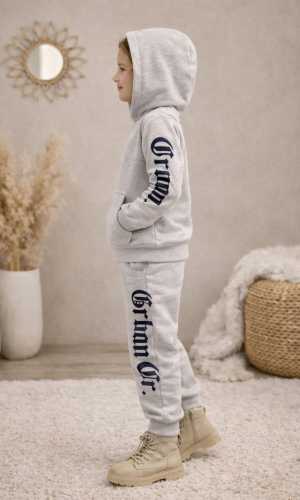 طقم بيجامة بناتي شتوي قطن 3 خيط مصوفة 3126 - فضي