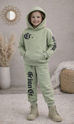 Girls' 3-Thread Fleece Pyjama Set 3126 - mint