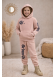 طقم بيجامة بناتي شتوي قطن 3 خيط مصوفة 3126 - بودرة