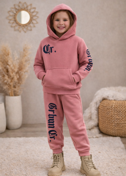 طقم بيجامة بناتي شتوي قطن 3 خيط مصوفة 3126 - فوشي