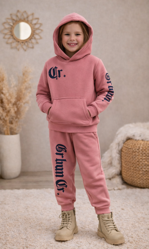 Girls' 3-Thread Fleece Pyjama Set 3126 - fuchsia