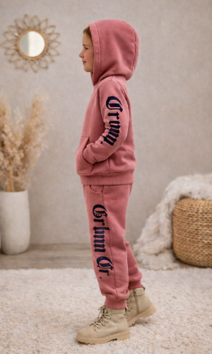 Girls' 3-Thread Fleece Pyjama Set 3126 - fuchsia