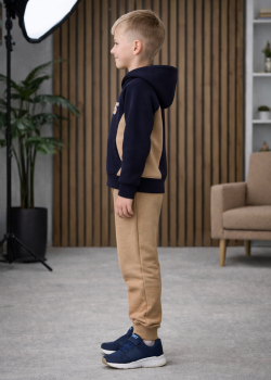 طقم بيجامة ولادي شتوي قطن 3 خيط مصوفة 3132 - كحلي