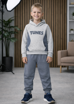 طقم بيجامة ولادي شتوي قطن 3 خيط مصوفة 3132 - فضي