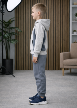 طقم بيجامة ولادي شتوي قطن 3 خيط مصوفة 3132 - فضي