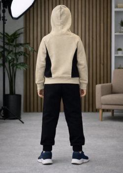 طقم بيجامة ولادي شتوي قطن 3 خيط مصوفة 3132 - اسود