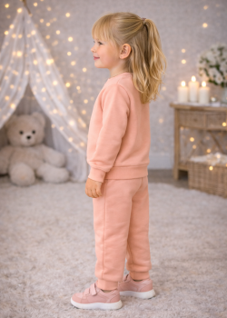 طقم بجامة بناتي مبطن بشعيرة دافئة 3133 - زهر