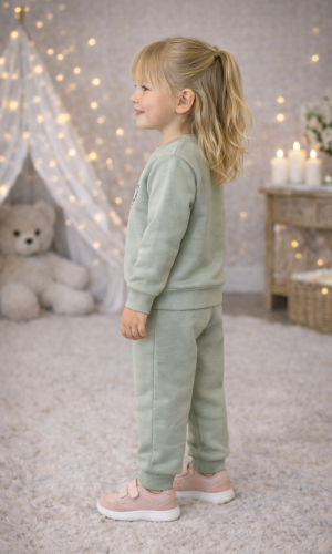 طقم بجامة بناتي مبطن بشعيرة دافئة 3133 - عفني