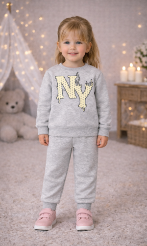 Mädchen Schlafanzug-Set mit Fleece-Futter 3133 - Grau