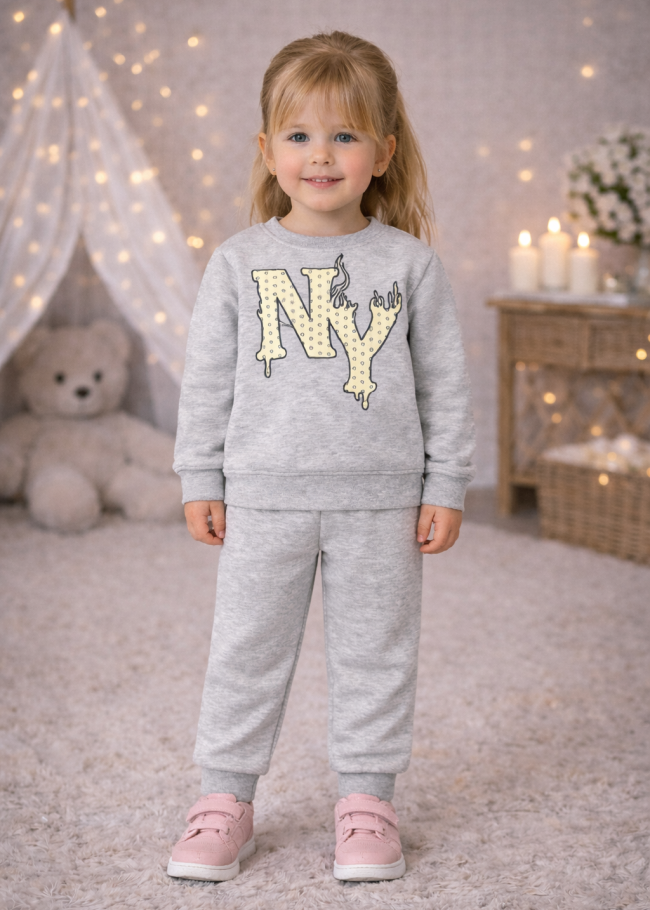 3133 بجامة بناتي ny - Grau