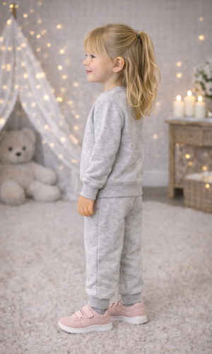 Mädchen Schlafanzug-Set mit Fleece-Futter 3133 - Grau