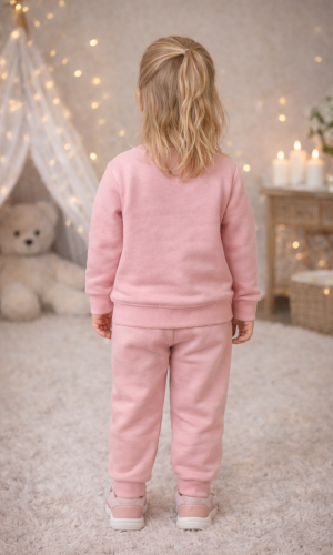 طقم بيجامة بناتي شتوي قطن 3 خيط مصوفة 3136 - زهر