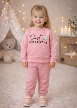 طقم بيجامة بناتي شتوي قطن 3 خيط مصوفة 3136 - زهر