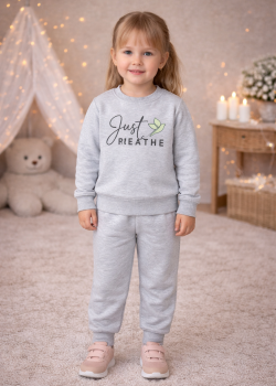 طقم بيجامة بناتي شتوي قطن 3 خيط مصوفة 3136 - فضي