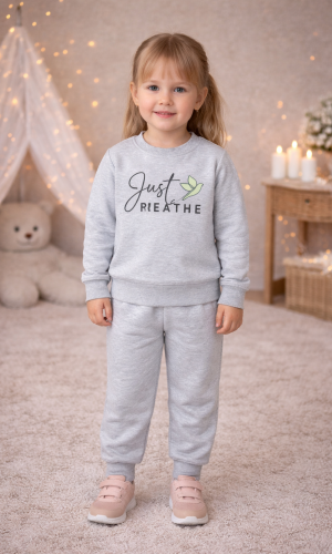 طقم بيجامة بناتي شتوي قطن 3 خيط مصوفة 3136 - فضي