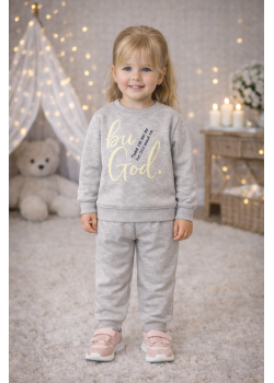 طقم بجامة بناتي شتوي مبطن 3137 - فضي