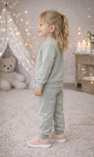 طقم بجامة بناتي شتوي مبطن 3137 - عفني