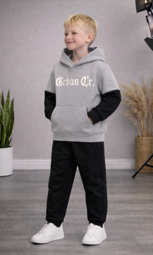 طقم بيجامة ولادي شتوي ثلاثي الخيوط مبطن 3124 - فضي