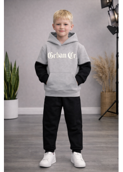 طقم بيجامة ولادي شتوي ثلاثي الخيوط مبطن 3124 - فضي