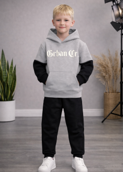 طقم بيجامة ولادي شتوي ثلاثي الخيوط مبطن 3124 - فضي