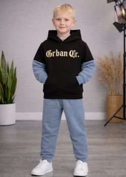 طقم بيجامة ولادي شتوي ثلاثي الخيوط مبطن 3124 - اسود