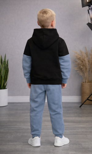 طقم بيجامة ولادي شتوي ثلاثي الخيوط مبطن 3124 - اسود