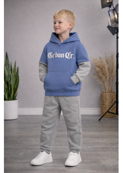 طقم بيجامة ولادي شتوي ثلاثي الخيوط مبطن 3124 - ازرق