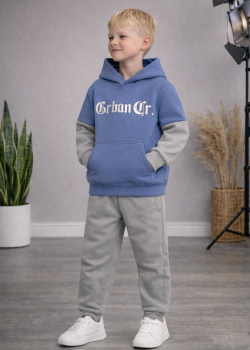 طقم بيجامة ولادي شتوي ثلاثي الخيوط مبطن 3124 - ازرق